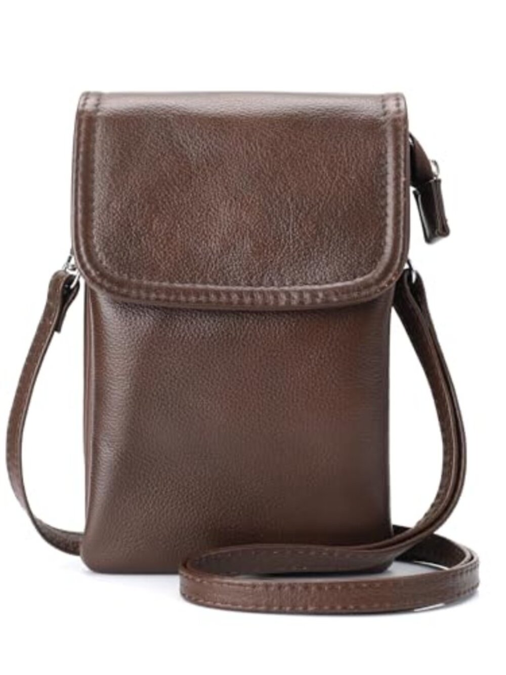 Genuine Leather Crossbody Cell Phone Wallet Purse Detachable Strap